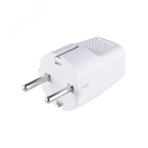 Изображение товара Вилка прямая с/з белая c перфорацией 10А 250В TDM (шт)