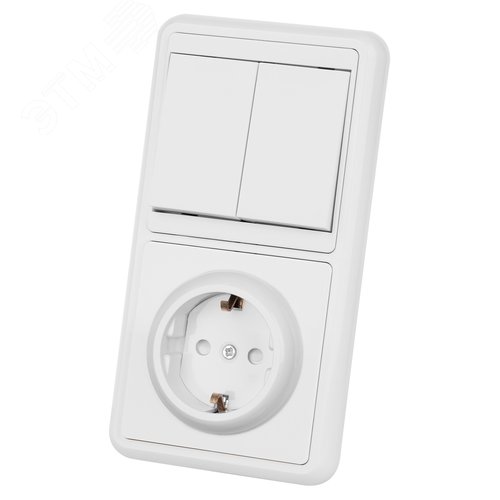 Изображение товара Блок комбинированный БКВР 2-х кл. выкл + розетка 2П+З с з/ш TDM (шт)