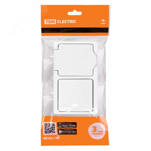 Изображение товара "Блок (горизонтальный) выключатель 1-кл. + розетка 2П+З с з/ш БКВР IP54 белый ""Вуокса"" TDM" (шт)