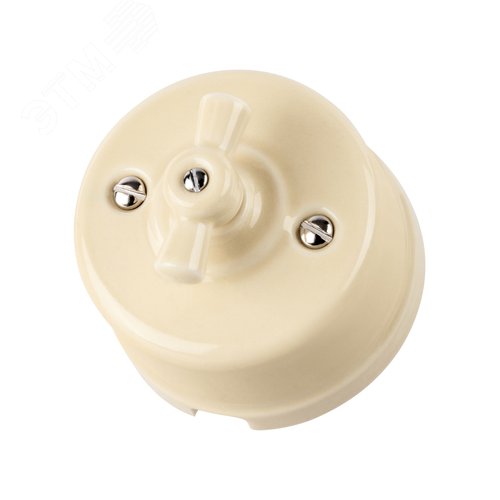Изображение товара Выключатель фарфоровый поворотный с ручкой (бантик) 10А сл. кость «Болонь» TDM (шт)
