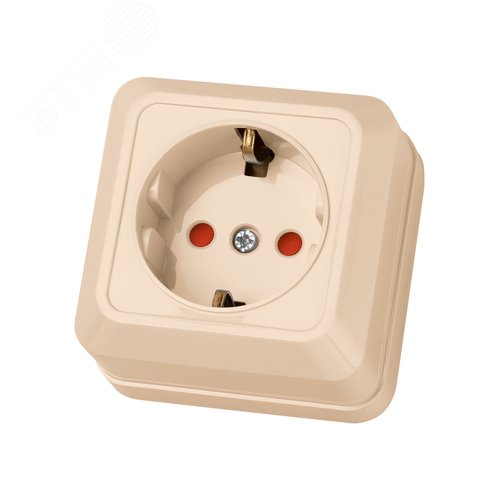 Изображение товара "Розетка 2П+З открытой установки с з/ш IP20 16А, слоновая кость ""Ладога"" TDM" (упак)