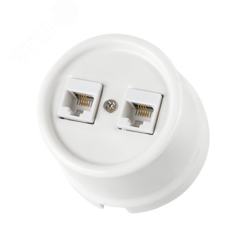 Изображение товара Розетка двойная телефонная RJ11 белая «Болонь» TDM (шт)