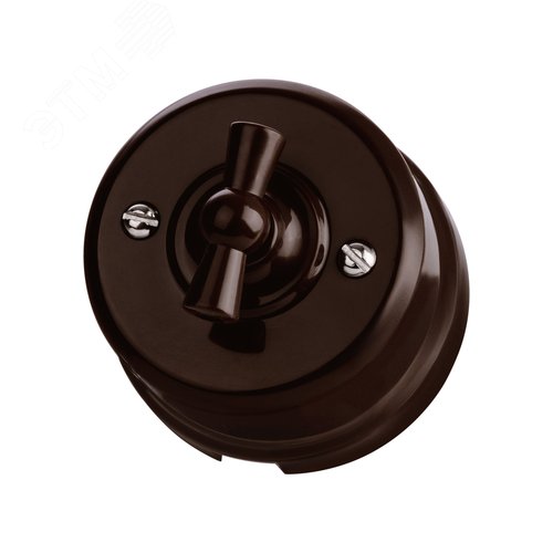 Изображение товара Выключатель поворотный проходной с ручкой (бантик) 10А коричневый «Виви» TDM (шт)