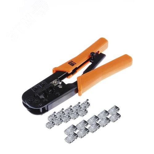 Изображение товара Набор, клещи обжимные KO-9E ,RJ-11/45, наконечники RJ-11,10 шт, RJ-45,10 шт, ''МастерЭлектрик'' (шт)