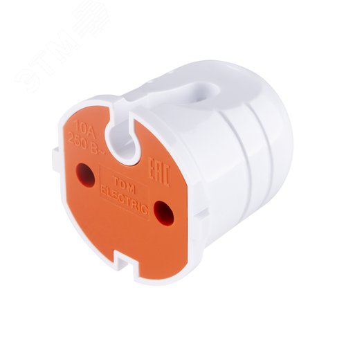 Изображение товара Кабельная розетка б/з белая с красной вставкой 10А 250B белая TDM (шт)
