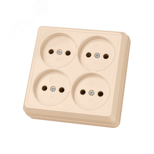 Изображение товара "Розетка четырехместная 2П открытой установки IP20 10А сл. кость ""Ладога"" TDM" (шт)