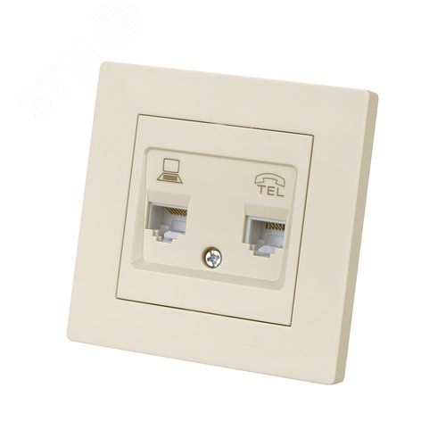 Изображение товара "Розетка телефонная RJ11 + компьютерная RJ45 сл. кость ""Сенеж"" TDM" (шт)