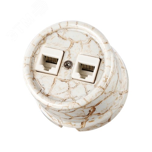 Изображение товара Розетка двойная компьютерная RJ45 мраморная Болонь TDM (шт)
