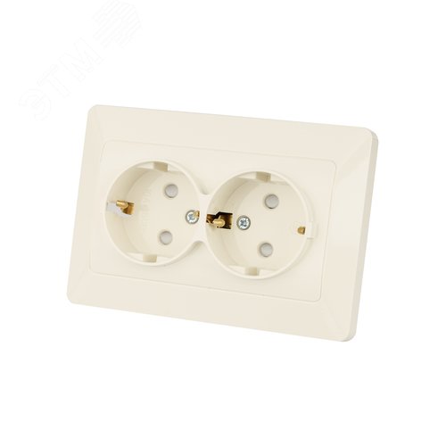 Изображение товара "Розетка двойная 2П+З с защ. шт. 16А 250В сл. кость ""Ильмень"" TDM" (шт)