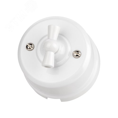 Изображение товара Выключатель поворотный проходной с ручкой (бантик) 10А белый «Виви» TDM (шт)