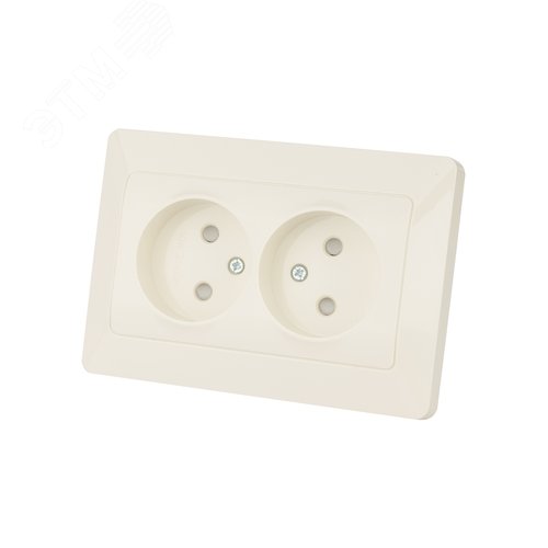 Изображение товара "Розетка двойная 2П с защ. шт. 10А 250В сл. кость ""Ильмень"" TDM" (шт)