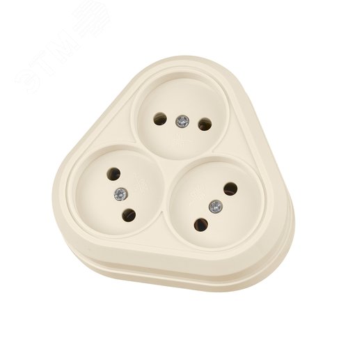 Изображение товара "Розетка треугольная 2П открытой установки IP20 10А сл. кость ""Ладога"" TDM" (упак)