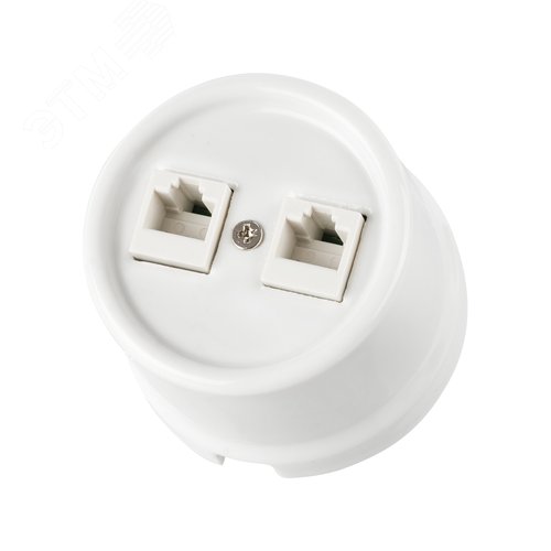 Изображение товара Розетка двойная компьютерная RJ45 белая «Болонь» TDM (шт)