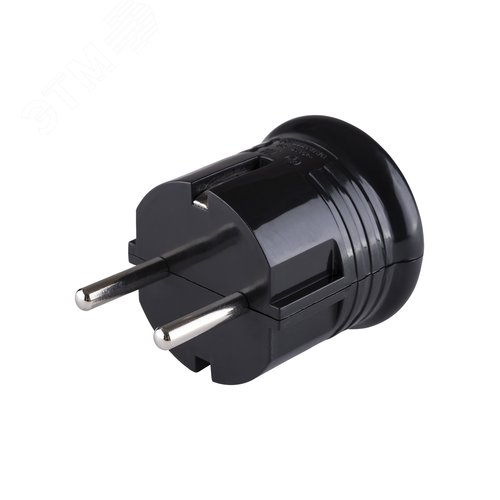 Изображение товара Вилка с/з круглая черная 10А 250В TDM (шт)