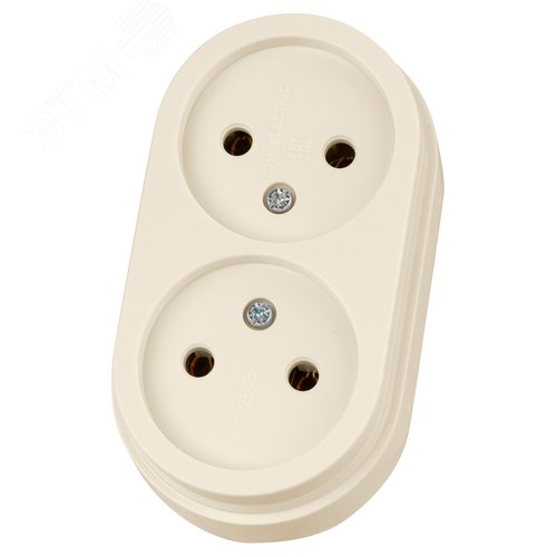 Изображение товара "Розетка двойная 2П открытой установки IP20 10А сл. кость ""Ретро"" TDM" (упак)