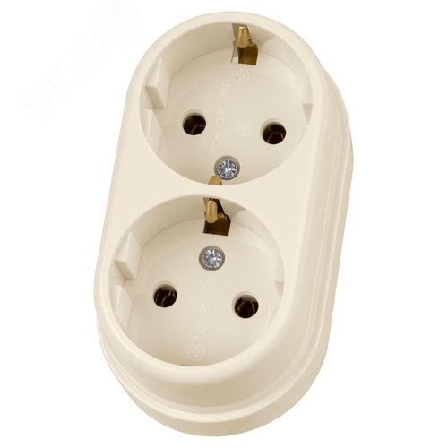 Изображение товара "Розетка двойная 2П+3 открытой установки IP20 16А сл. кость ""Ретро"" TDM" (упак)