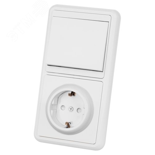 Изображение товара Блок комбинированный БКВР 1-но кл. выкл + розетка 2П+З с з/ш TDM (шт)