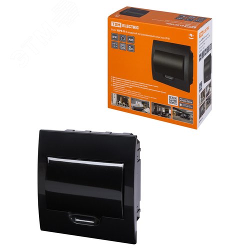 Изображение товара Бокс ЩРВ-П-8 модулей встраиваемый пластик IP41, Антрацит TDM (шт)