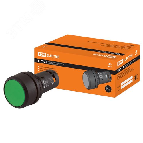 Изображение товара Кнопка SB7-CA35 d22мм 1з+1р зеленая (шт)