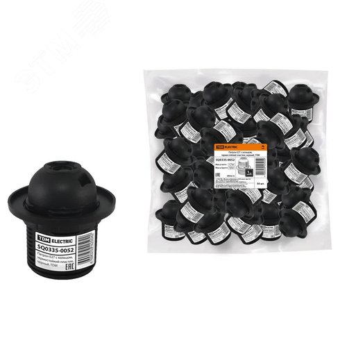 Изображение товара Патрон Е27 с кольцом термостойкий пластик черный (шт)