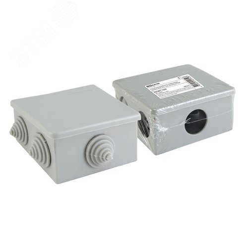 Изображение товара Распаячная коробка ОП 80х80х40мм, крышка, IP44, 6 вх. инд. штрихкод (шт)