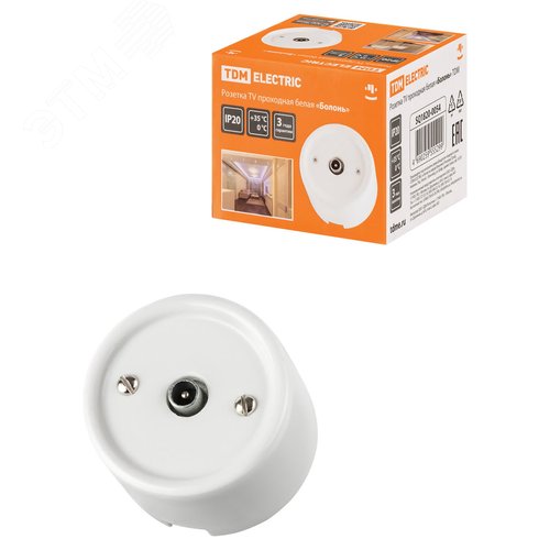 Изображение товара Розетка TV проходная белая «Болонь» TDM (шт)