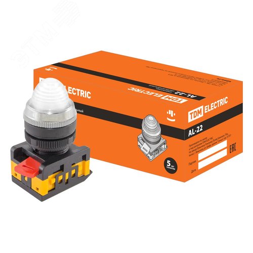 Изображение товара Лампа AL-22 сигнальная d22мм белый неон/230В цилиндр (шт)