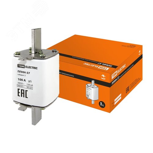 Изображение товара Плавкая вставка предохранителя ППНН-37, габарит 2, 100А (шт)