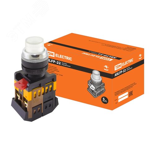 Изображение товара Кнопка ABLFP-22 белый d22мм неон/230В 1з+1р (шт)