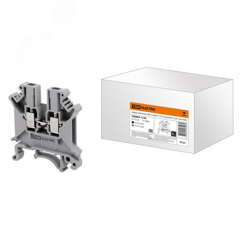 Изображение товара Зажим наборный ЗНН-1.5мм2 17.5А серый (Ph-C UK-1.5N) TDM (шт)