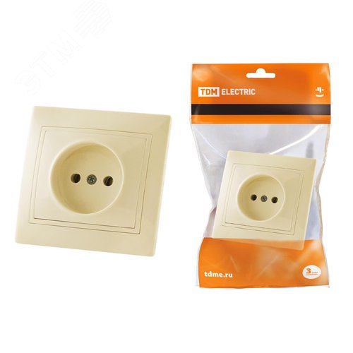 Изображение товара Розетка 2П 10А 250В (основание керамика) сл. кость Таймыр TDM (шт)