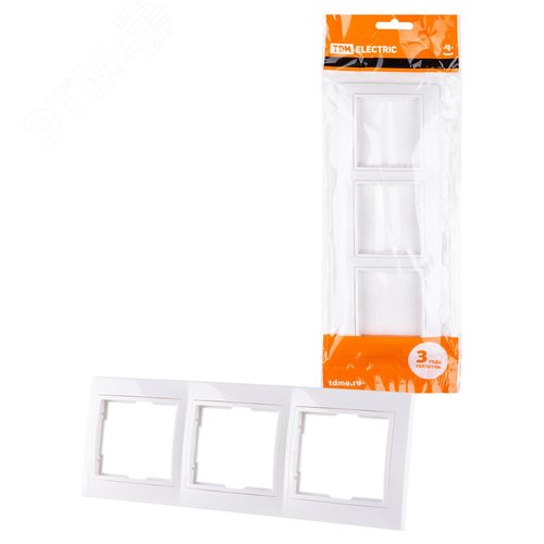 Изображение товара Рамка 3-х постовая горизонтальная белая Таймыр TDM (шт)