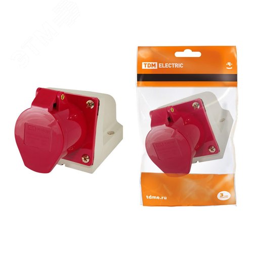 Изображение товара Розетка 124 стационарная 3Р+РЕ 32А 380В IP44 TDM (шт)