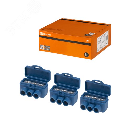 Клемма винтовая изолированная КВИ-3 для Al и Cu проводов (6,0мм2) синяя TDM - фото 2