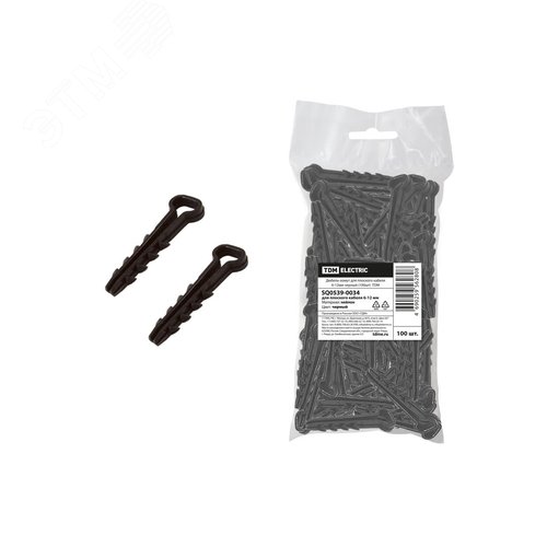 Изображение товара Дюбель-хомут для плоского кабеля 6-12мм черный (100шт) TDM (упак)