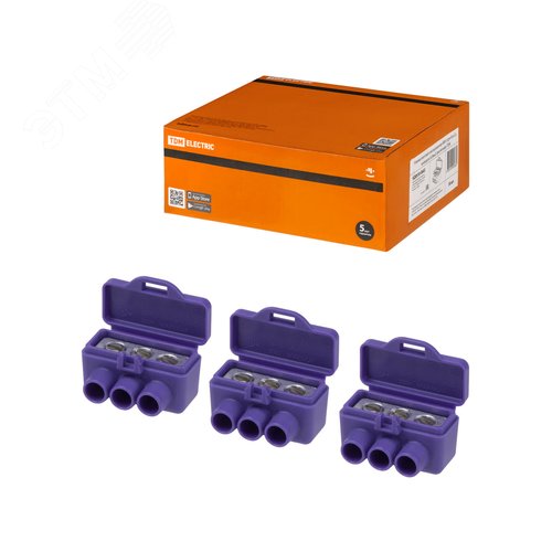 Клемма винтовая изолированная КВИ-3 для Al и Cu проводов (6,0мм2) фиолетовая TDM - фото 2