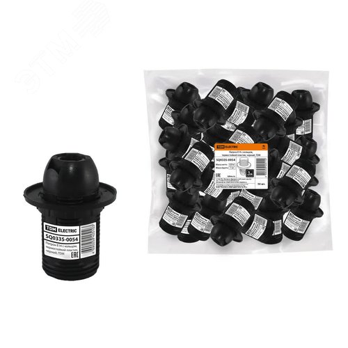 Изображение товара Патрон Е14 с кольцом термостойкий пластик черный (шт)