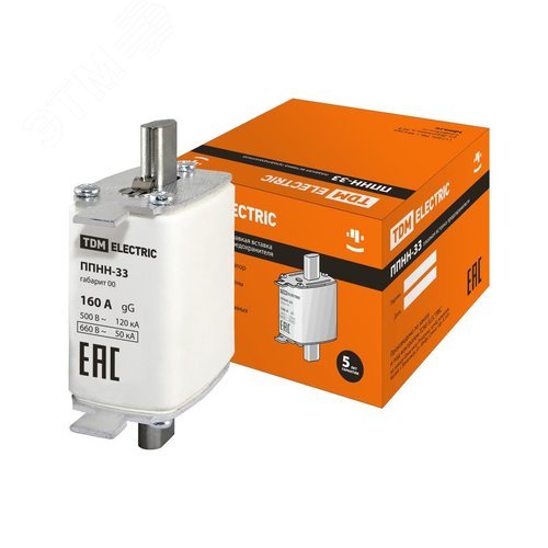 Изображение товара Плавкая вставка предохранителя ППНН-33, габарит 00, 160А (шт)