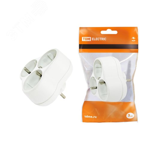 Изображение товара Блок на 3 гнезда 2П+З круглый 16А 250B TDM (шт)