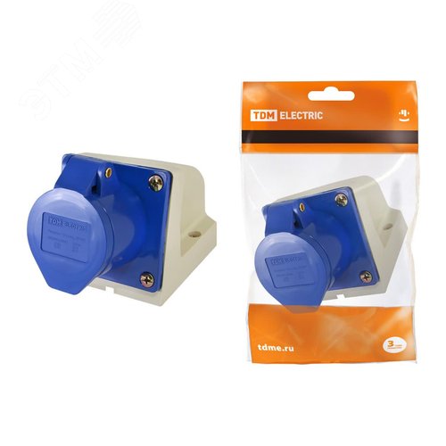 Изображение товара Розетка 123 стационарная 2Р+РЕ 32А 220В IP44 (шт)