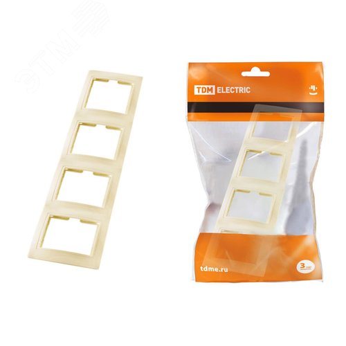 Изображение товара Рамка 4-х постовая вертикальная сл. кость Таймыр TDM (шт)