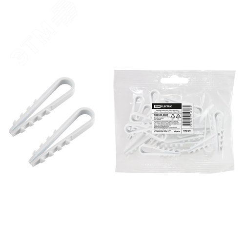 Изображение товара Дюбель-хомут ДХК-10 для круглого кабеля 5-10мм белый (100шт) TDM (упак)