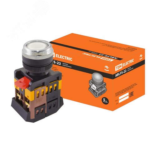 Изображение товара Кнопка ABLFS-22 белый d22мм неон/230В 1з+1р (шт)