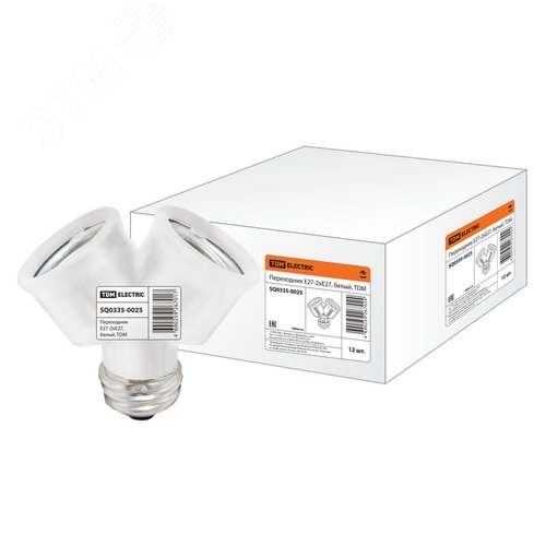 Изображение товара Переходник Е27 2хЕ27 белый (шт)