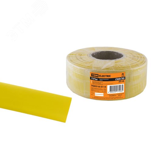 Изображение товара Термоусаживаемая трубка ТУТнг 60/30 желтая (25 м/ролл) TDM (м)