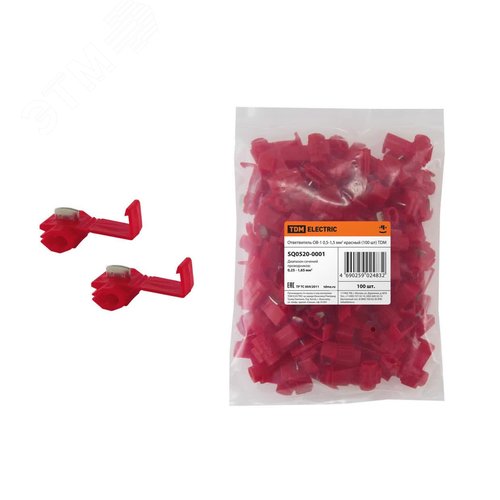 Изображение товара Ответвитель ОВ-1 0,5-1,5 мм2 красный (100 шт) TDM (упак)