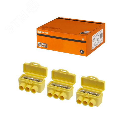 Клемма винтовая изолированная КВИ-3 для Al и Cu проводов (6,0мм2) желтая TDM - фото 2