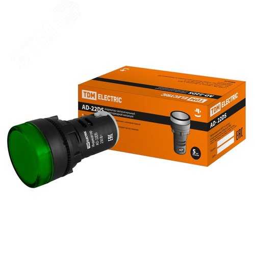 Изображение товара Лампа AD-22DS(LED)матрица d22мм зеленый 230В (шт)
