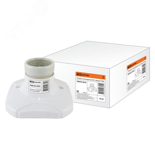 Изображение товара Патрон основание керамический E27 белый (шт)