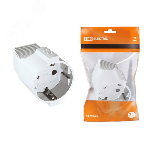 Изображение товара Кабельная розетка 2П+З с защитными шторками 16А 250B белая (шт)